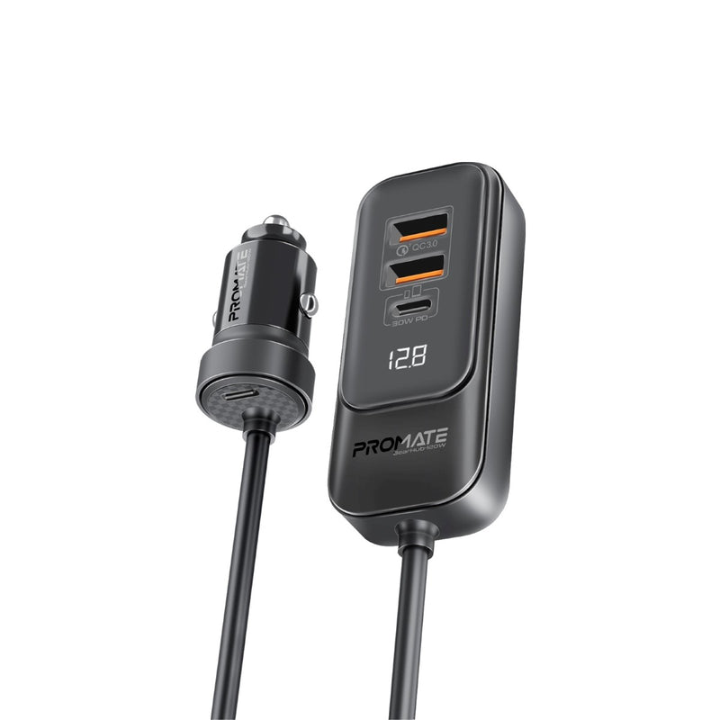 Promate 120W RapidCharge™ Car Charger with Multi-Port Backseat Charging Hub GEARHUB-120W
