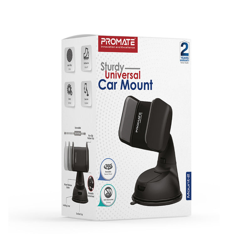 PROMATE MOUNT-2.BLACK Sturdy Universal Car Mount