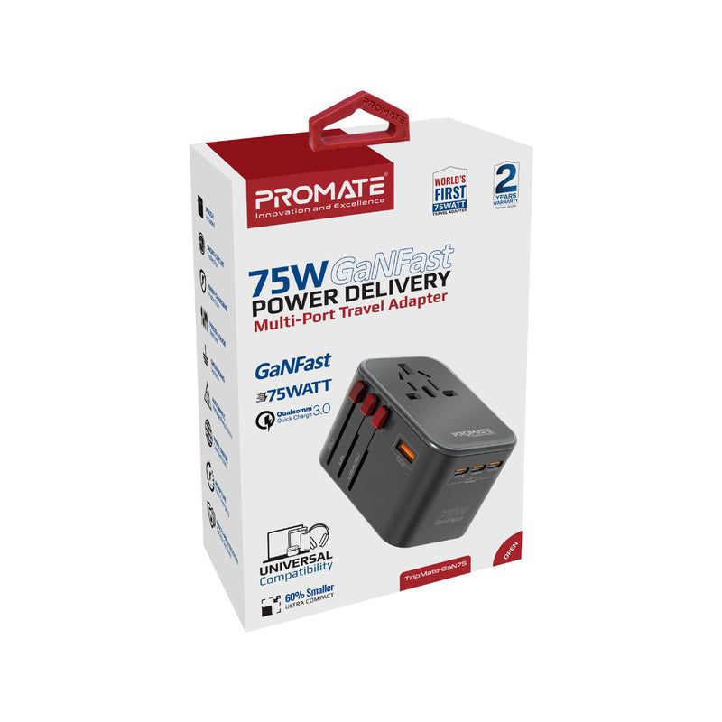 Promate Car/Home Charger TRIPMATE-GAN75
