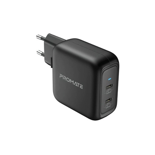 [PRO-CH-GANPORT-90PD.EU-BK] Promate Wall Socket Charger Black GANPORT-90PD.EU-BK(2XUSB-C)