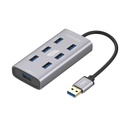 Promate Aluminium Alloy Powered USB Hub • 7 USB 3.0 Ports • USB-C Adaptor • 5Gbps Transfer Rate • Data & Charge EZHUB-7