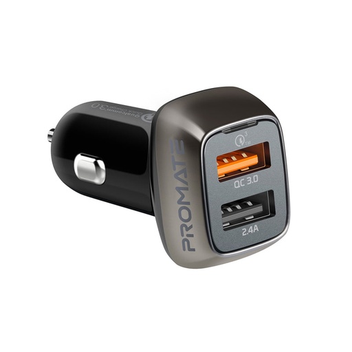[PRO-CC-SCUD‐30] Promate Car Charger QC 3.0 with 30 Watt Dual USB Ports(SCUD-30)