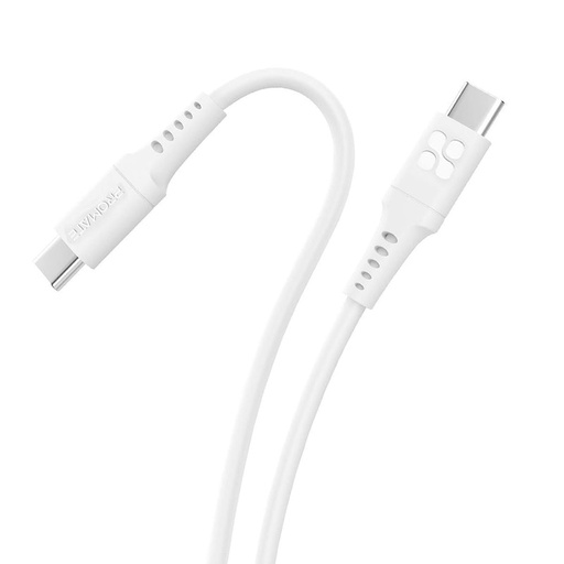 [PRO-CH-POWERLINK-CC200.WHITE] Promate 60W Power Delivery Ultra-Fast USB-C Soft Silicon Cable White (PowerLink-CC200)