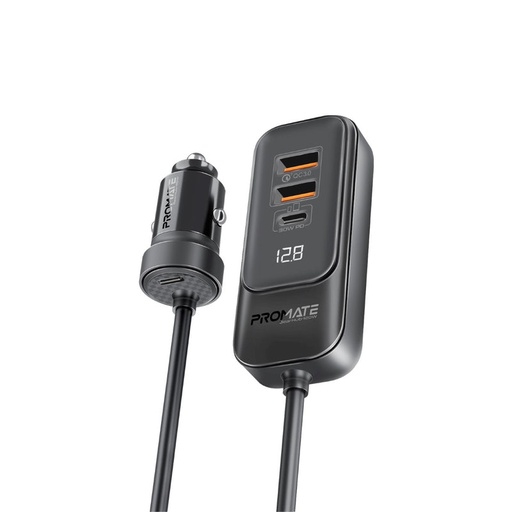 [PRO-CC-GEARHUB-120W] Promate 120W RapidCharge™ Car Charger with Multi-Port Backseat Charging Hub GEARHUB-120W